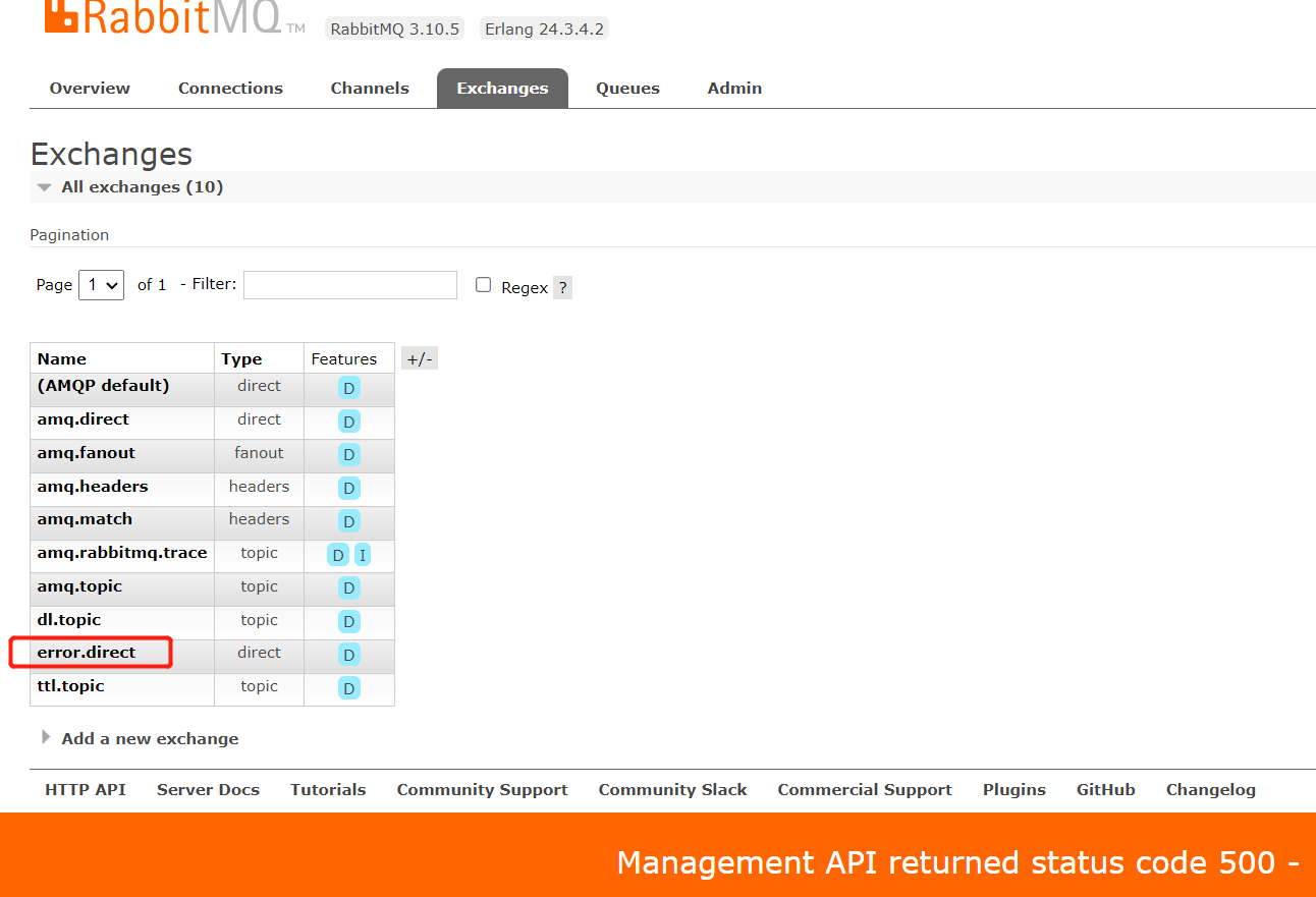 rabbitmq-exchanges-management-api-returned-status-code-500